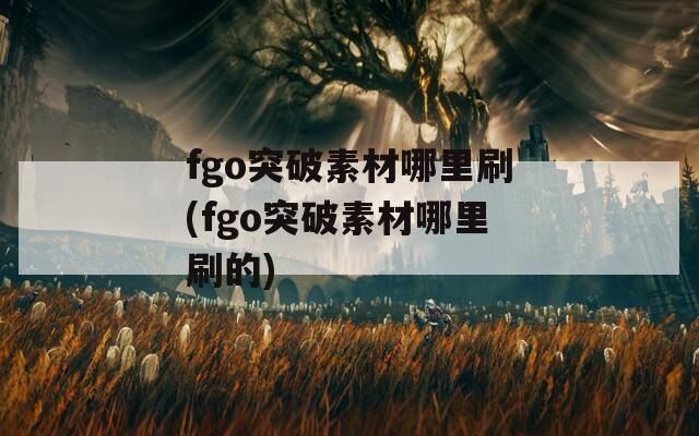 fgo突破素材哪里刷(fgo突破素材哪里刷的)