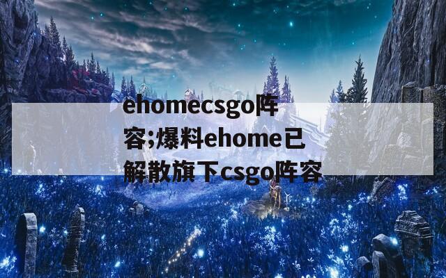 ehomecsgo阵容;爆料ehome已解散旗下csgo阵容