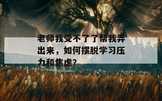 老师我受不了了帮我弄出来，如何摆脱学习压力和焦虑？