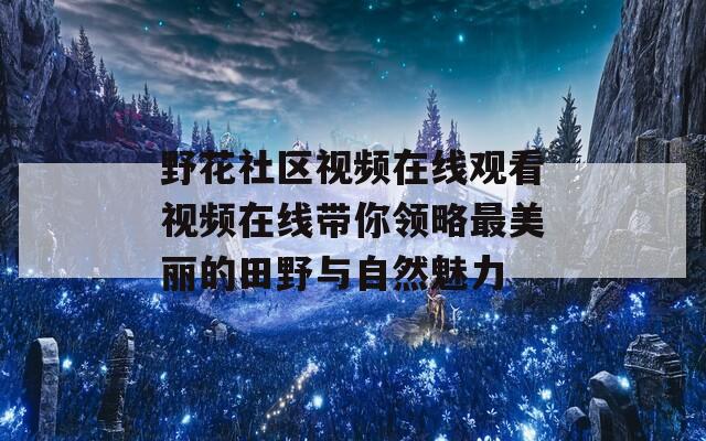 野花社区视频在线观看视频在线带你领略最美丽的田野与自然魅力
