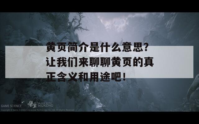 黄页简介是什么意思？让我们来聊聊黄页的真正含义和用途吧！